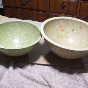 Vintage Texas Ware 118 Confetti Mixing Bowl Melamine Green Blue Splatter +EXTRA